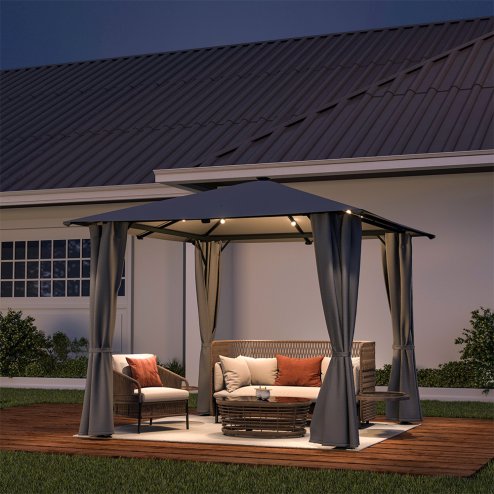 3x3M Metal Gazebo with Lights