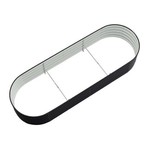 Living and Home Anthracite Oval-Shaped Galvanized Steel Raised Garden Bed, 240cm W x 80cm D x 42cm H