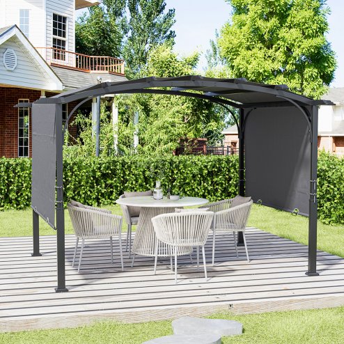 Retractable Arc-Shaped Steel Pergola 360cm W x 283cm D x  227cm H
