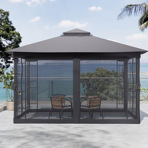 Outdoor Garden Gazebo Shade Canopy 395cm W x 295cm D x  280cm H