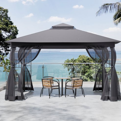 Outdoor Garden Gazebo Shade Canopy 395cm W x 295cm D x  280cm H