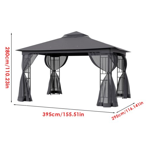 Outdoor Garden Gazebo Shade Canopy 395cm W x 295cm D x  280cm H