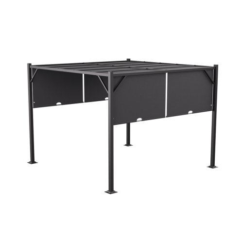 Outdoor Retractable Steel Pergola with Canopy 295cm W x 295cm D x 220cm H