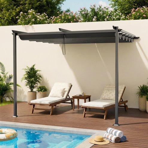 10 x 13FT Outdoor Lean To Pergola with Canopy Image