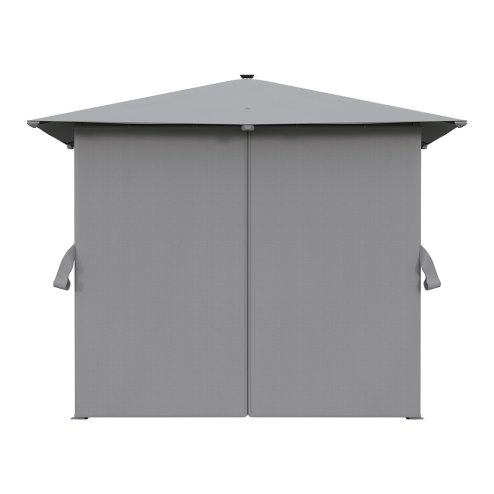 3x3M Solar LED Metal Patio Gazebo with Curtains