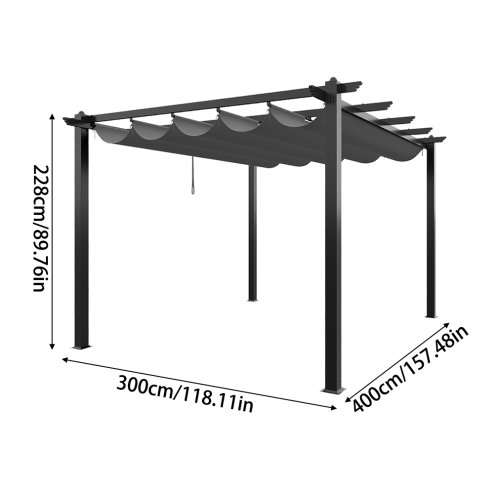 13x10ft Aluminium Pergola with Retractable Roof