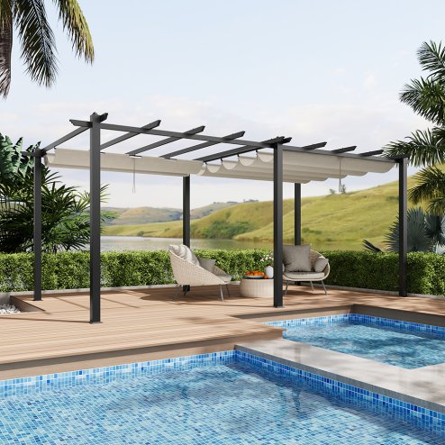 10x20ft Aluminium Pergola with Retractable Roof