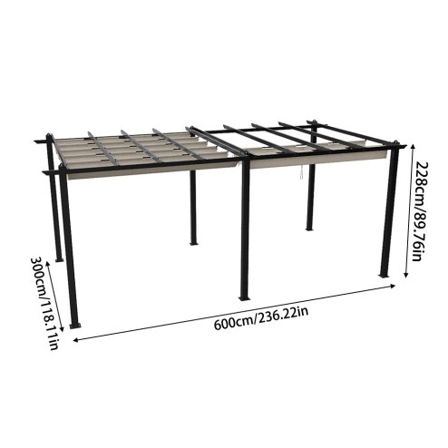 10x20ft Aluminium Pergola with Retractable Roof