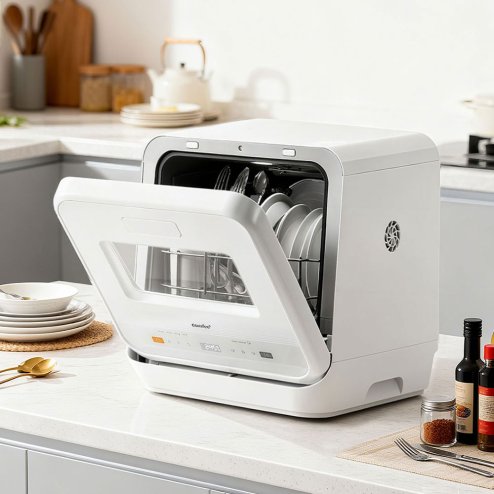 Living and Home 5L Countertop Dishwasher with 6 Wash Programs, Drying Function, Steam Sterilization