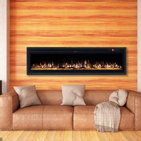 Living and Home 60 Inch Modern LED Electric Fireplace with Remote Control 12 Flame Colours