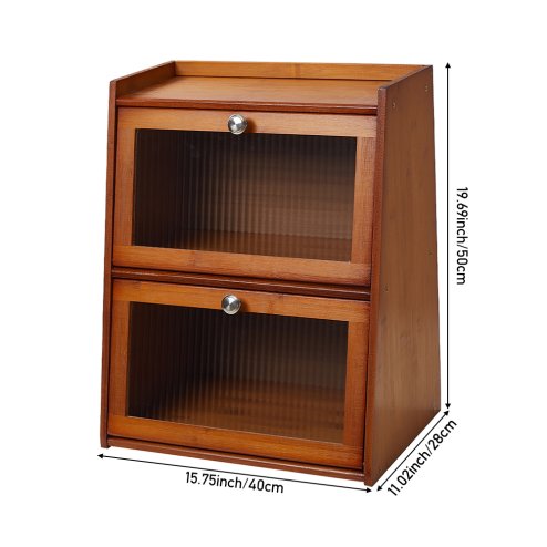 Living and Home Bamboo Bread Storage Cabinet for Kitchen Counter Bread Box