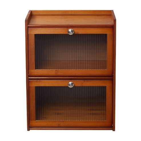 Living and Home Bamboo Bread Storage Cabinet for Kitchen Counter Bread Box