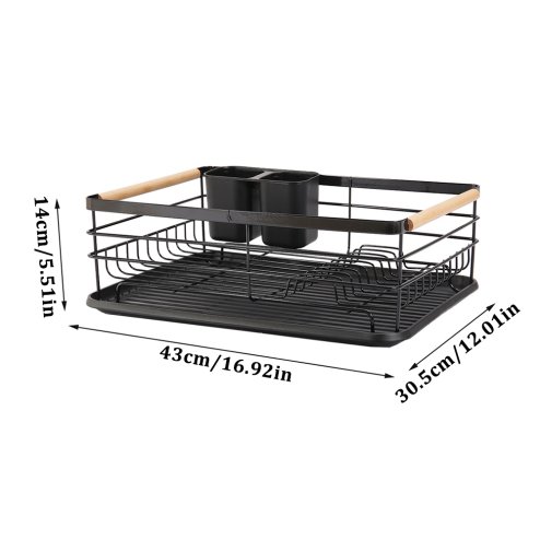 Living and Home Kitchen Dish Drainer Rack Iron Dish Drainer with Removable Drip Tray, Kitchen Organizer Storage Shelf