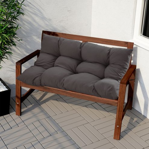 Living and Home Dark Grey Rectangular Tufted Bench Cushion Seat Pad, 120cm W x 80cm D