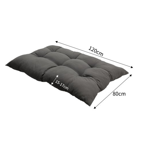 Living and Home Dark Grey Rectangular Tufted Bench Cushion Seat Pad, 120cm W x 80cm D