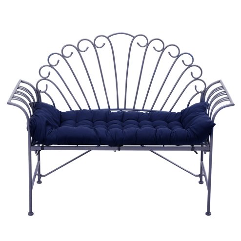Living and Home Dark Blue Non-slip Sun Lounger Cushion for Garden Patio, 125cm(W) x 48cm(D)