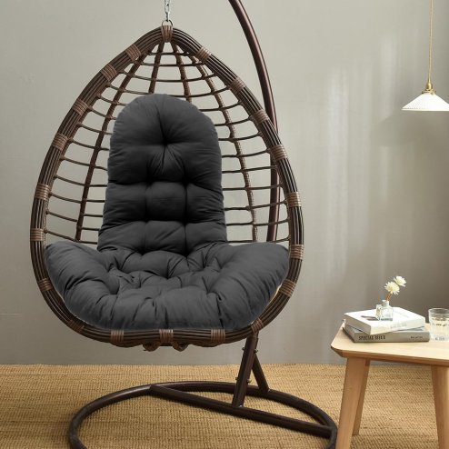 Living and Home Black Hanging Egg Chair Cushion with High Back