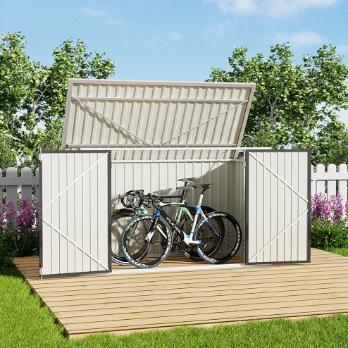 Living and Home 7 x 3 ft Lockable Steel Garden Metal Junk/Bike Storage Shed, Anthracite