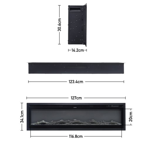 Living and Home 50 Inch Electric Fireplace with Remote 12 Flame Colours 