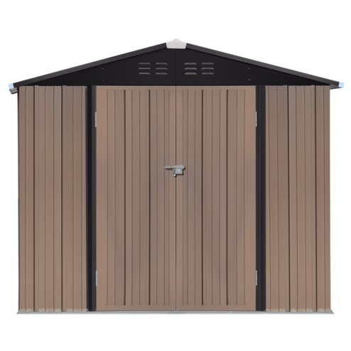 7.84 x 6.1FT Apex Roof Metal Garden Storage Shed with Lockable Door
