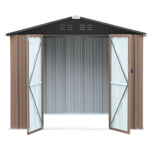 7.84 x 6.1FT Apex Roof Metal Garden Storage Shed with Lockable Door