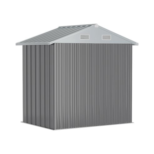 7.83 x 6.1FT Apex Roof Metal Garden Storage Shed with Lockable Door, Grey+White