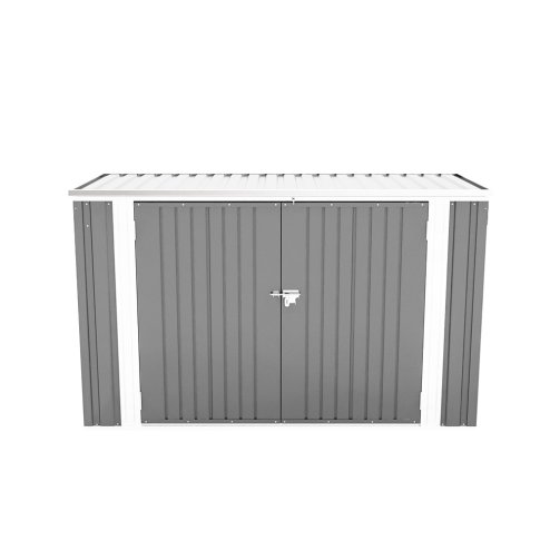 Living and Home 7 x 3 ft Lockable Steel Garden Metal Junk/Bike Storage Shed, Grey