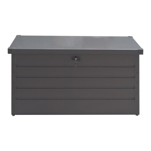 Living and Home 4 x 2 ft 350 L Grey Waterproof Metal Outdoor Garden Large Storage Box Lockable Flat Top