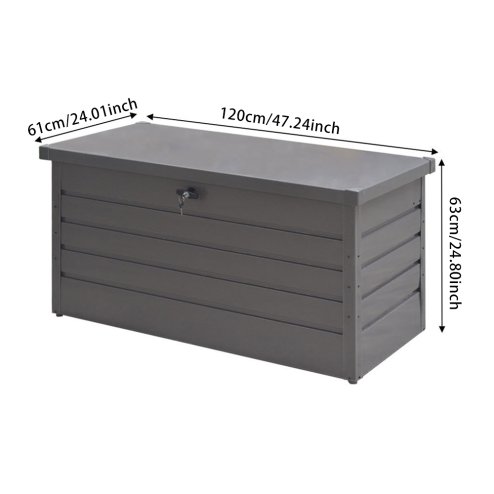 Living and Home 4 x 2 ft 350 L Grey Waterproof Metal Outdoor Garden Large Storage Box Lockable Flat Top