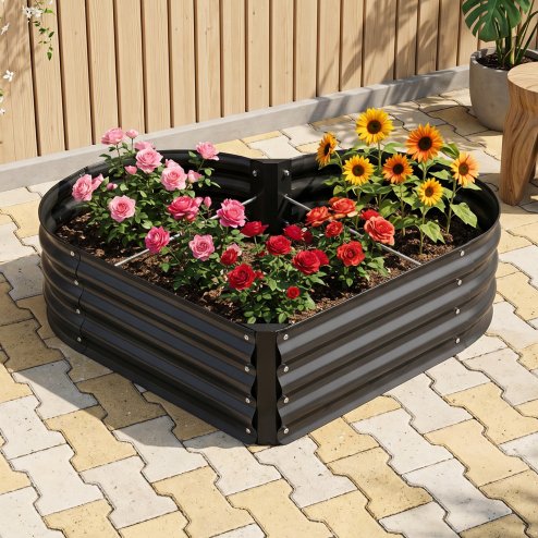 Galvanised Steel Raised Garden Bed, 108cm W x 93cm D x 28.5cm H