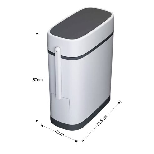 Living and Home Slim Plastic Trash Can with Built-in Toilet Brush
