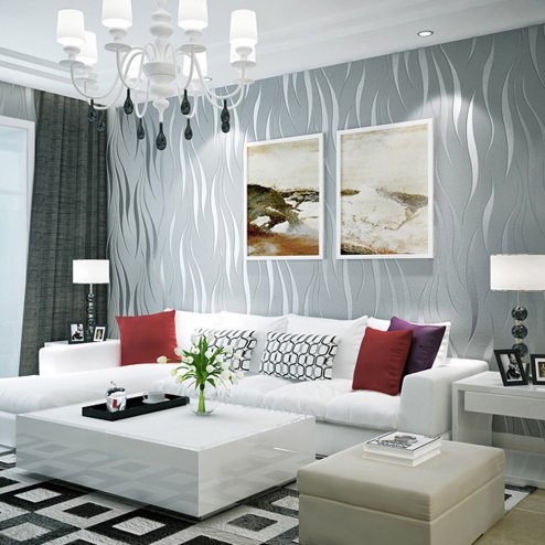 Living and Home 950cm Modern Non-pasted Wave Wallpaper