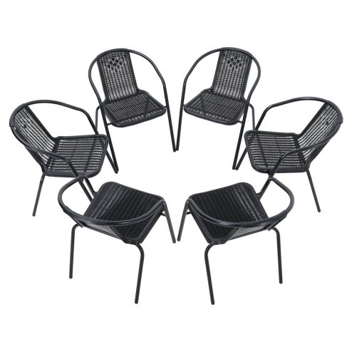 Living and Home Set of 6 PE Rattan Stacking Garden Chairs