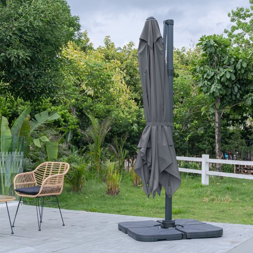 Living and Home 3M Dark Grey Large Square Canopy Rotating Outdoor Cantilever Parasol
