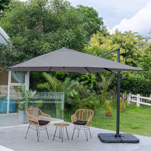 Living and Home 3M Dark Grey Large Square Canopy Rotating Outdoor Cantilever Parasol