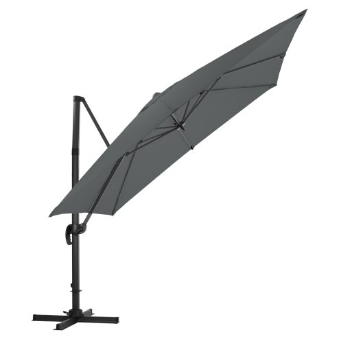 Living and Home 3M Dark Grey Large Square Canopy Rotating Outdoor Cantilever Parasol