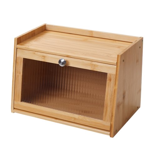 Living and Home 2-Tier Bamboo Bread Storage Cabinet for Kitchen Counter