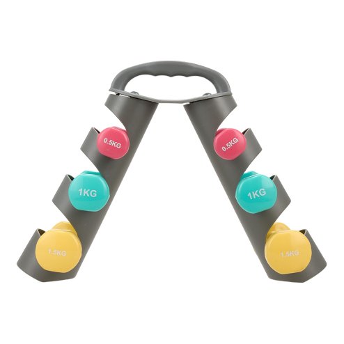 Living and Home 0.5/1/1.5KG Fitness Dumbbells Home Hand Weights Set with Storage Stand