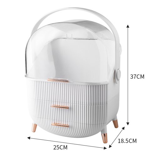 Living and Home Dustproof Makeup Organiser with Drawers and Handle in White