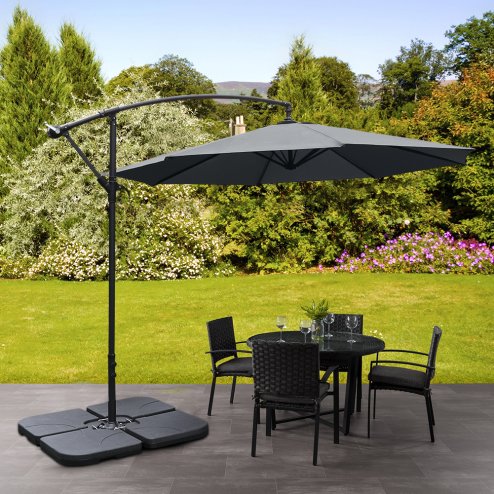 Living and Home 3M Large Banana Cantilever Patio Parasol for Outdoor Sunshade and Rain with a Cross base and a Square Base