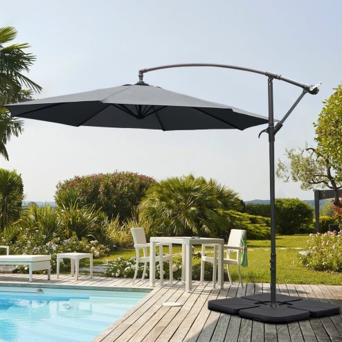 Living and Home 3M Large Banana Cantilever Patio Parasol for Outdoor Sunshade and Rain with a Cross base and a Square Base