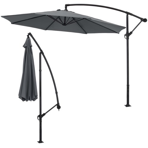 Living and Home 3M Large Banana Cantilever Patio Parasol for Outdoor Sunshade and Rain with a Cross base and a Square Base