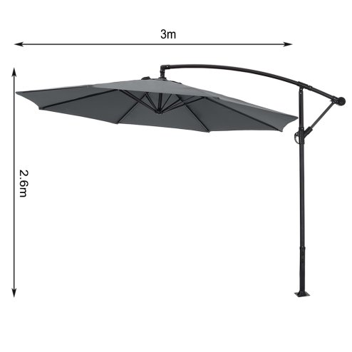 Living and Home 3M Large Banana Cantilever Patio Parasol for Outdoor Sunshade and Rain with a Cross base and a Square Base