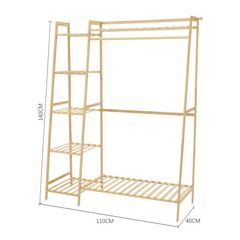 Living and Home Bamboo Bedroom Garment Clothes Rack Natural 110cm