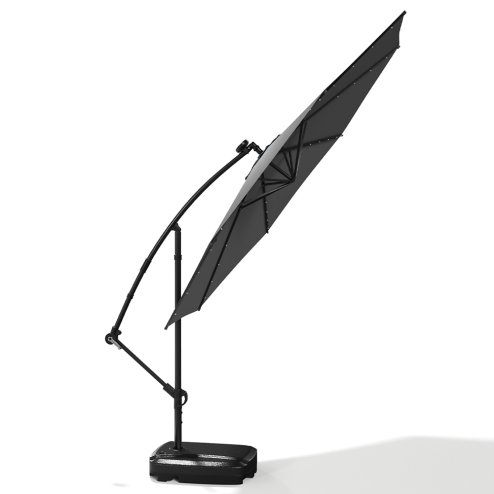 Living and Home Outdoor 32 LED Lighted Patio Umbrella with Crank Lift System with 60L Fillable Wheeled Base