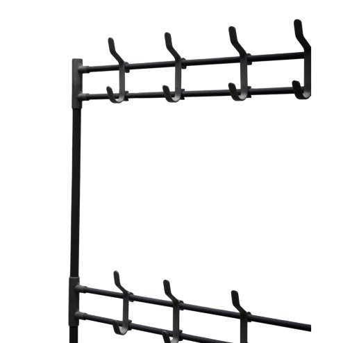 Living and Home Entryway 4 Tier Shoe Rack with Coat Hanger, Black