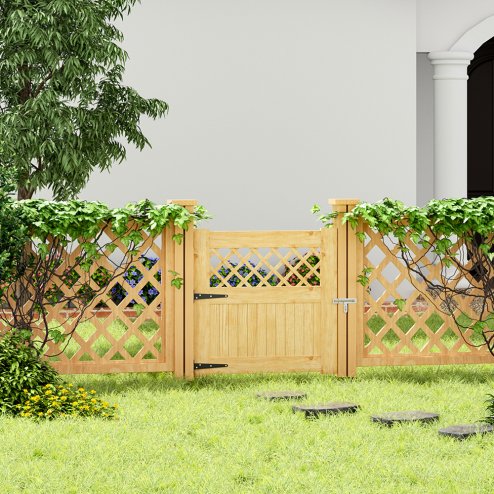 Living and Home 90x90cm Rhombus Garden Wood Fence Gate in Natural Color