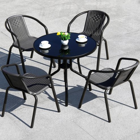 Living and Home Set of 4 PE Rattan Stacking Garden Chairs