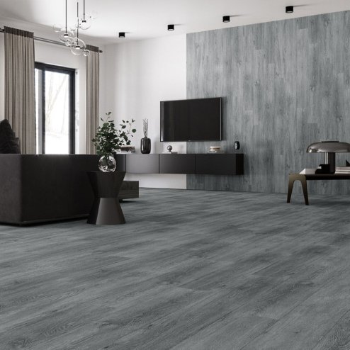 Living and Home 36pcs Rustic Lifelike Wood Grain Self-adhesive PVC Flooring, Dark Grey
