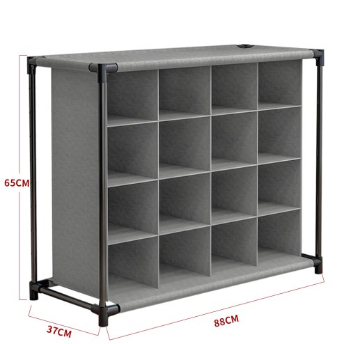 Living and Home 4-Tier 16-Grid Non-woven Shoes Rack Storage Organizer